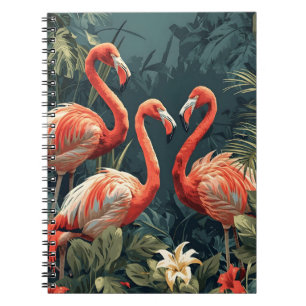 Tropisches Flamingo-Paradies: Vintage Postkarte Notizblock