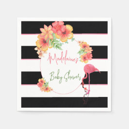 Tropisches Flamingo Pink Black Stripe Kinderdusche Serviette