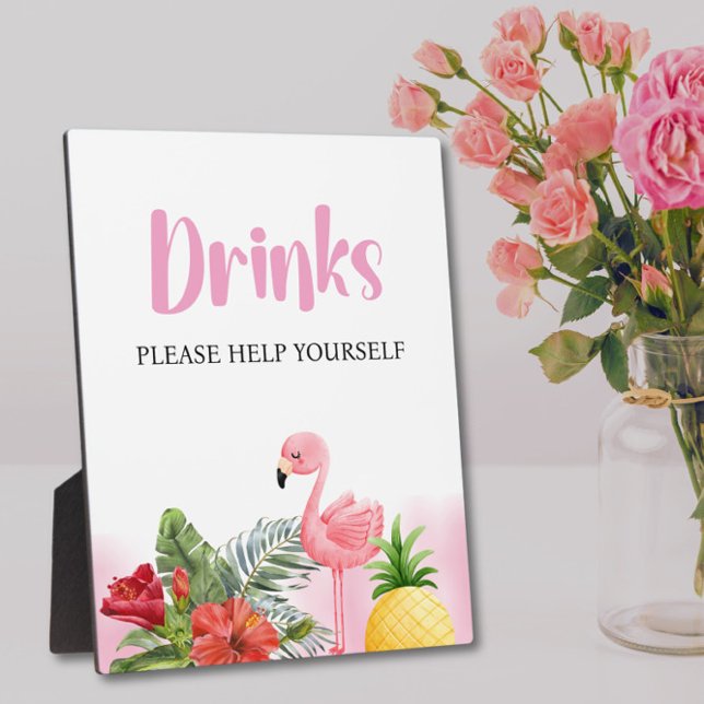 Tropisches Flamingo Pink Drinks Zeichen Fotoplatte (Von Creator hochgeladen)