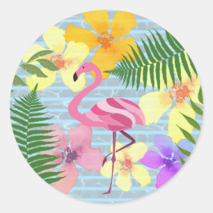 Tropisches Flamingo-Pool-Party-Geschenk Runder Aufkleber