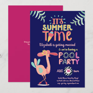 Tropisches Flamingo POOL PARTY Moderner Spaß rosa Einladung
