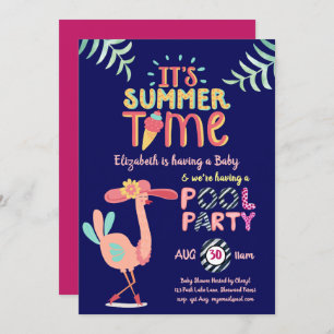 Tropisches Flamingo POOL Party Rosa Blau Quirky Sp Einladung