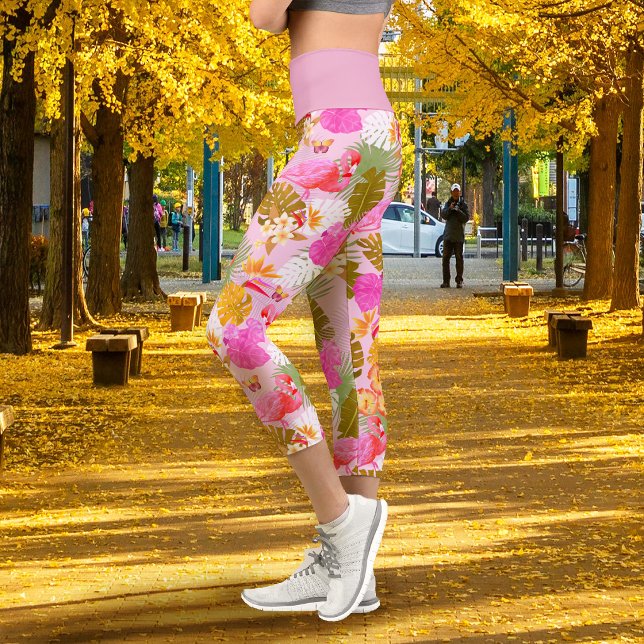 Tropisches Flamingo Rosa Capri Leggings (Tropical Flamingo Pink Capri Leggings)