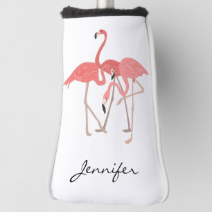 Tropisches Flamingo-Trio mit benutzerdefinierter M Golf Headcover