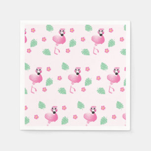 Tropisches Flamingo und Blume Muster hell rosa Serviette