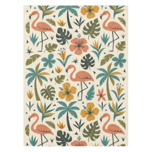 Tropisches Flamingo- und Palmenbaum-Muster Tischdecke