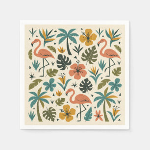 Tropisches Flamingo und Palmenbaummuster Serviette