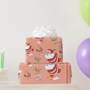 Tropisches Flamingo-Weihnachtsmann-Weihnachtsmuste Geschenkpapier