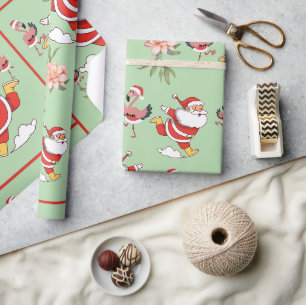 Tropisches Flamingo-Weihnachtsmann-Weihnachtsmuste Geschenkpapier