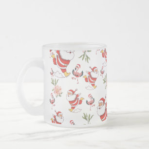 Tropisches Flamingo-Weihnachtsmann-Weihnachtsmuste Mattglastasse