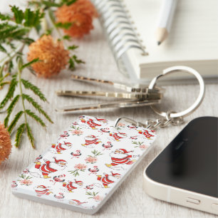 Tropisches Flamingo-Weihnachtsmann-Weihnachtsmuste Schlüsselanhänger