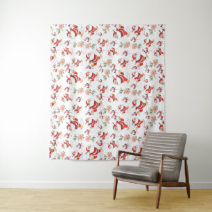 Tropisches Flamingo-Weihnachtsmann-Weihnachtsmuste Wandteppich