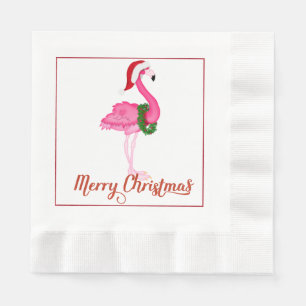 Tropisches Flamingo-Weihnachtspapierservietten Serviette