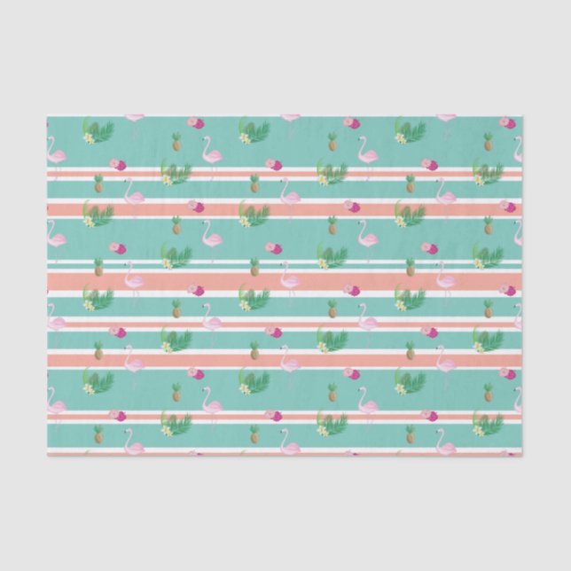 Tropisches Flamingo Wrapping Tissue Paper Seidenpapier (Vorderseite)