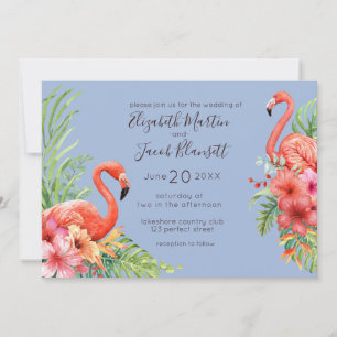 Tropisches Flamingos & Hibiskus Hochzeit Einladung