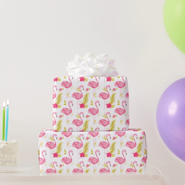 Tropisches Flamingos Wrapping Paper Geschenkpapier (Partygeschenke)