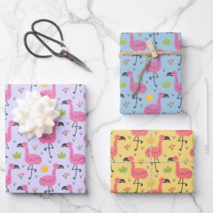 Tropisches Flamingos Wrapping Paper Set 3 Geschenkpapier Set