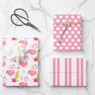 Tropisches Flamingos Wrapping Paper Set 3 Geschenkpapier Set