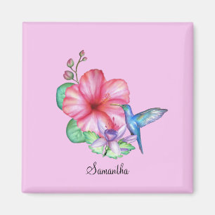 Tropisches Floral Hummingbird Personalisiert Magne Magnet