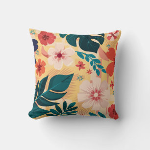 Tropisches Floral mit fetten Blätter und Blume Kissen