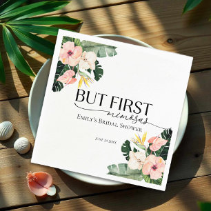 Tropisches Florales Aber Zuerst Mimosas Brautparty Serviette