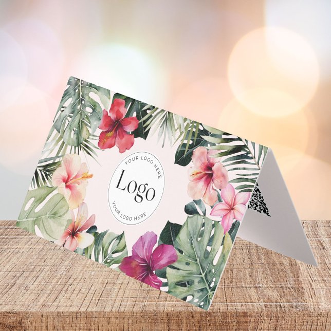 Tropisches Florales Botanisches Logo QR Code gefal Visitenkarten (Close up)