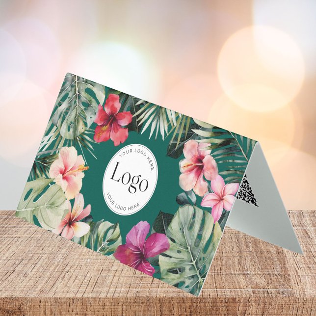 Tropisches Florales Botanisches Logo QR Code Gefal Visitenkarten (Close up)