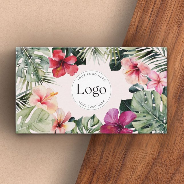 Tropisches Florales Botanisches Logo QR-Code Visitenkarte (Close up)