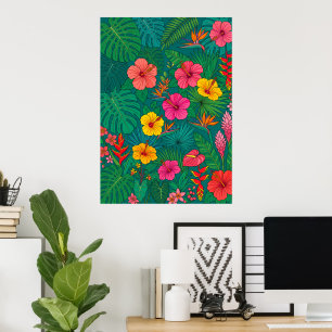 Tropisches florales botanisches Poster Farbige W