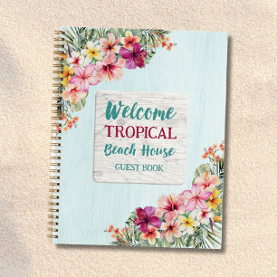 Tropisches Florales Botanisches Strandhaus-Gästebu Notizbuch