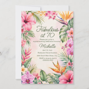 Tropisches Florales Fantastisch 70 Geburtstag Einladung