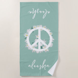Tropisches florales Friedenszeichen personalisiert Strandtuch