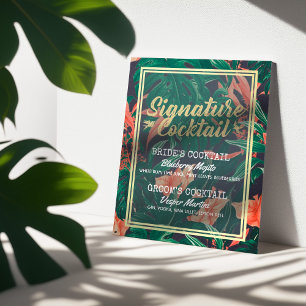 Tropisches florales Menü für Hochzeiten Poster