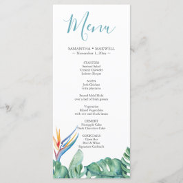 Tropisches florales Thema Hochzeitsmenükarte Menükarte