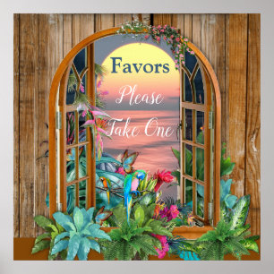 Tropisches Floraparadies bei Sonnenuntergang Poster