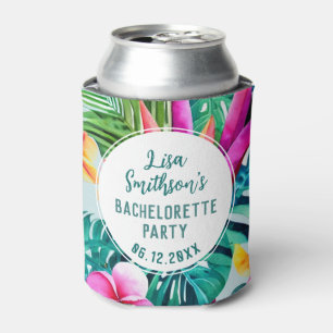 Tropisches Foliage Wasserfarbe Bachelorette Dosenkühler