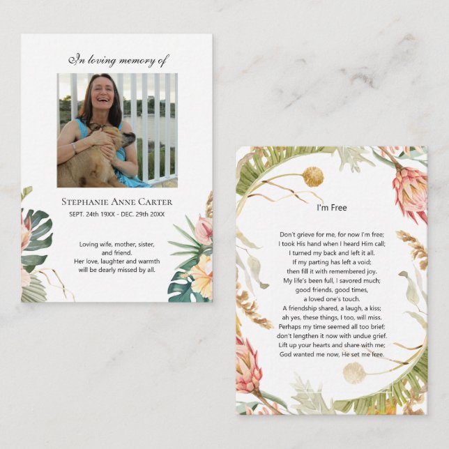 Tropisches Foto Gedenkstätte Ich bin kostenlos Geb Visitenkarte (Vorne/Hinten)