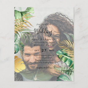Tropisches FOTO-OVERLAY All-in-1 QR-Code Hochzeit Flyer