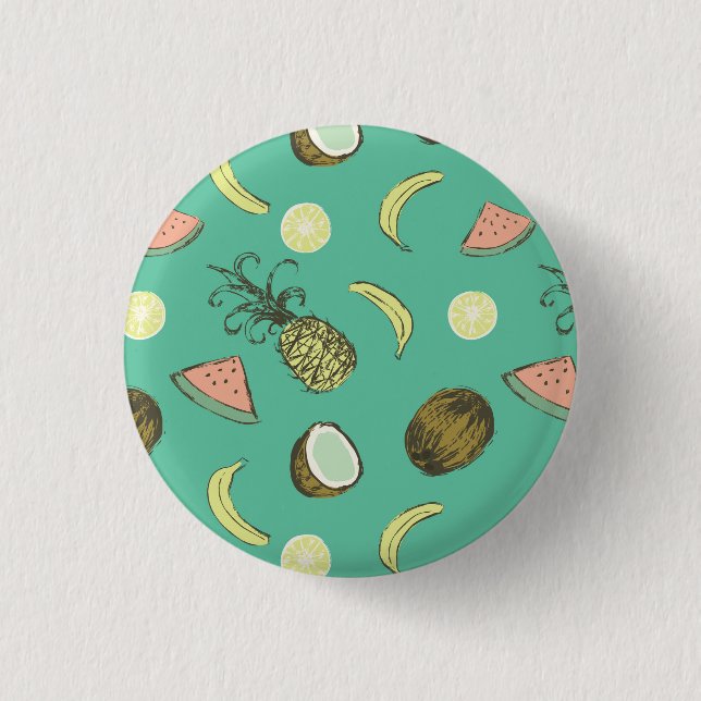 Tropisches Fruchtdoodle-Muster Button (Vorderseite)