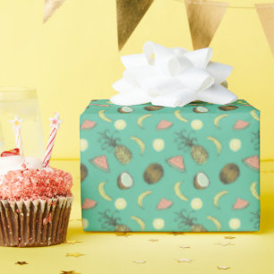 Tropisches Fruchtdoodle-Muster Geschenkpapier