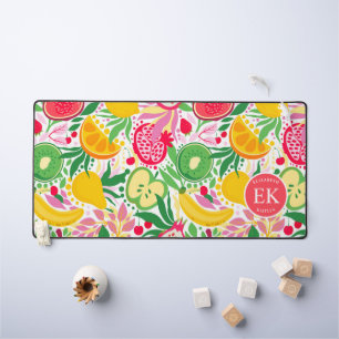 Tropisches Fruchtmonogramm Wasserfarbe Sommer Must Schreibtischunterlage