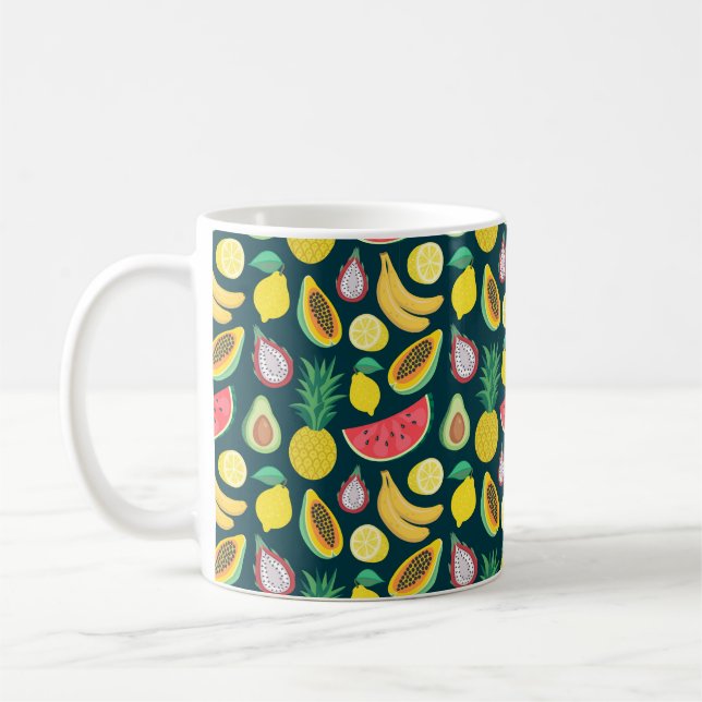 tropisches Fruchtnahtloses Muster Kaffeetasse (Links)