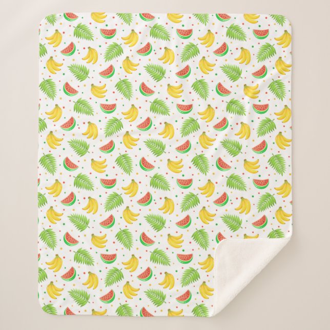 Tropisches Fruchtpolka-Dot-Muster Sherpadecke (Vorderseite)