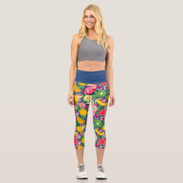 Tropisches Fruchtwasser Sommermuster Capri Leggings