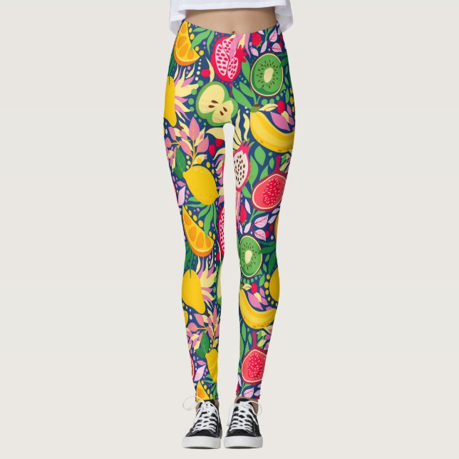 Tropisches Fruchtwasser Sommermuster Leggings (Vorderseite)