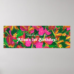 Tropisches Garten-Blumen-Geburtstagsbanner Poster