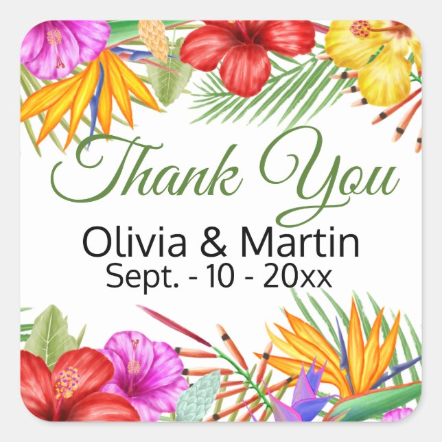 Tropisches Gartenparadies Quadratischer Aufkleber (Vorderseite)