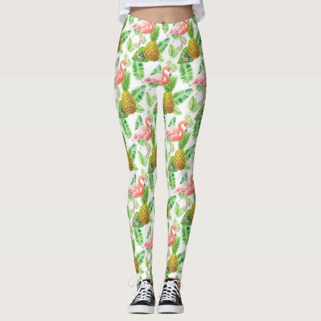 tropisches Gartenwassermuster Leggings (Vorderseite)