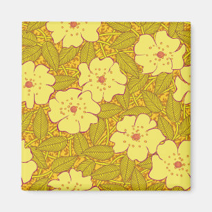 Tropisches gelbes Blumen-Muster Magnet