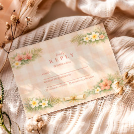 Tropisches Gingham-Blumenmuster zur Graduierung RSVP Karte